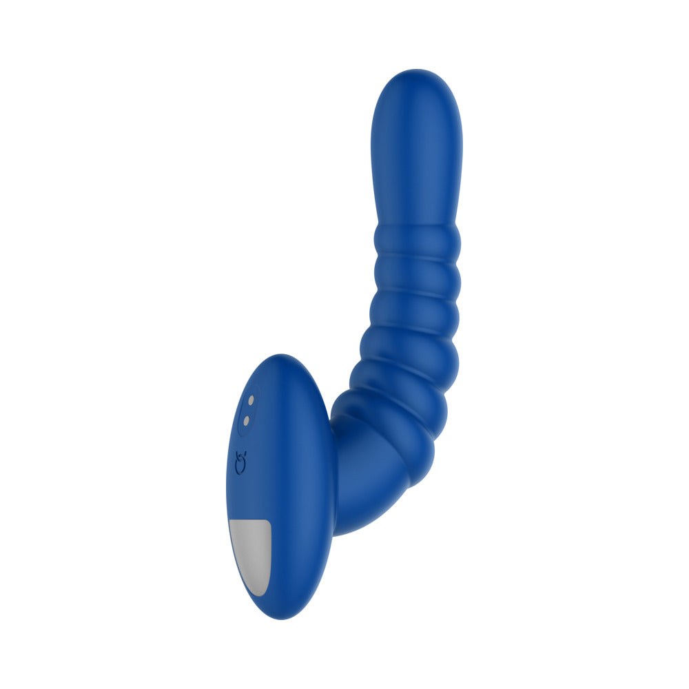 Forto Ribbed Pro Rechargeable Silicone Vibrating Anal Massager Blue - Fantasies Boutique