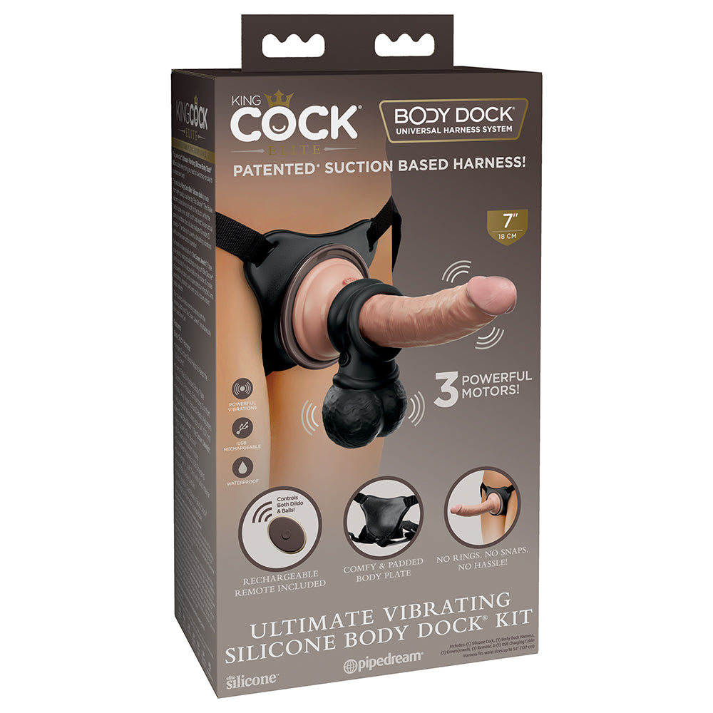 King Cock Elite Ultimate Vibrating Silicone Body Dock Kit - Fantasies Boutique
