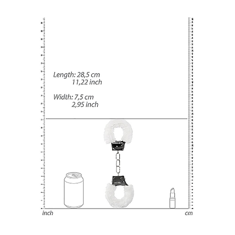 Ouch! Beginner's Furry Handcuffs With Quick-Release White - Fantasies Boutique
