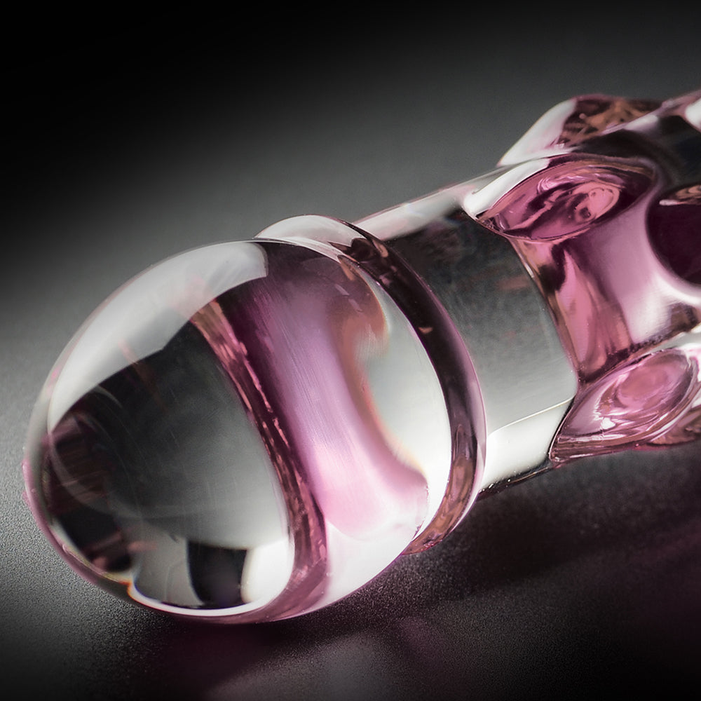 Pipedream Icicles No. 6 Textured 8.5 in. Glass Dildo Pink/Clear - Fantasies Boutique