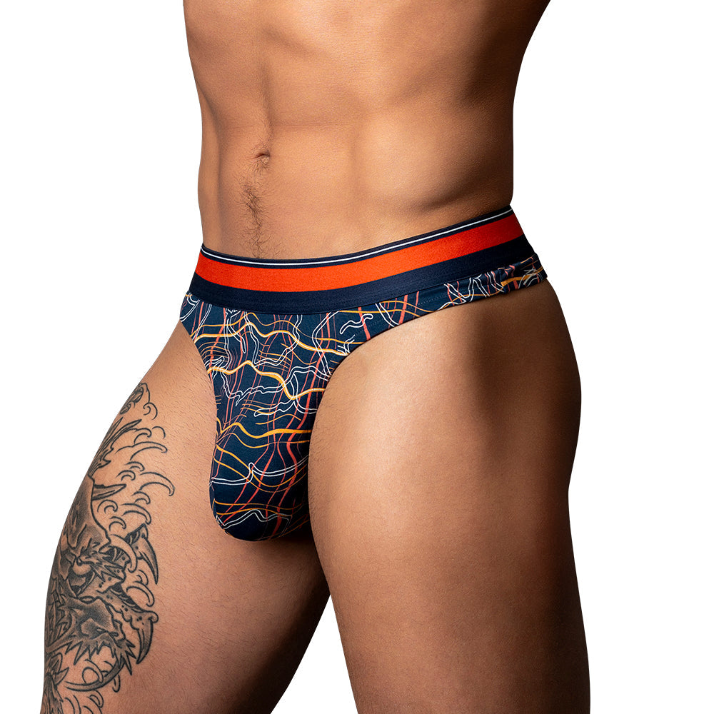 Male Power Soo Cumfy Thong Navy/Orange L/XL