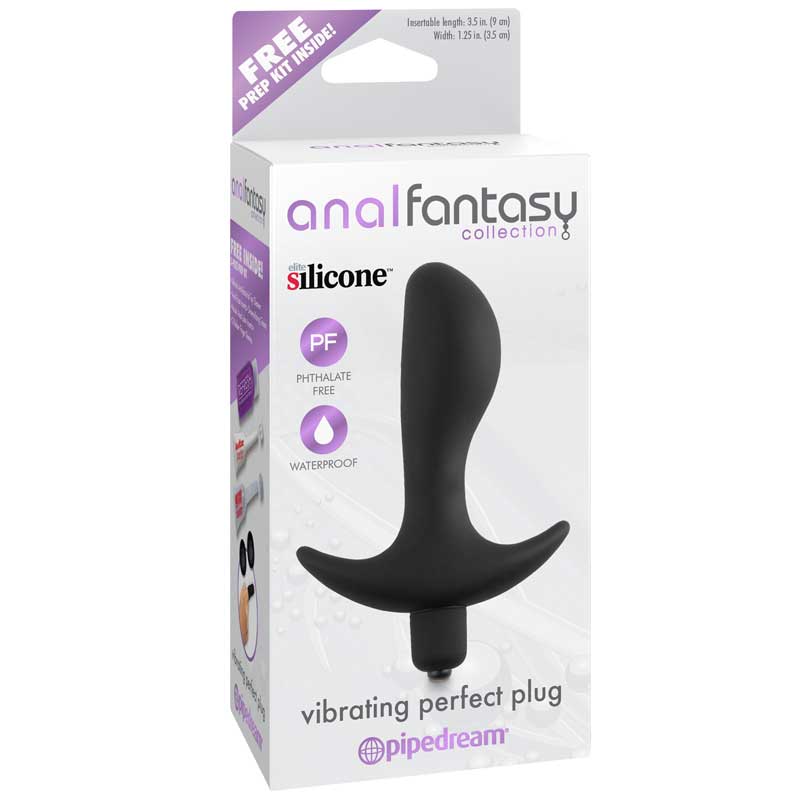 Pipedream Anal Fantasy Collection Silicone Vibrating Perfect Plug Black - Fantasies Boutique