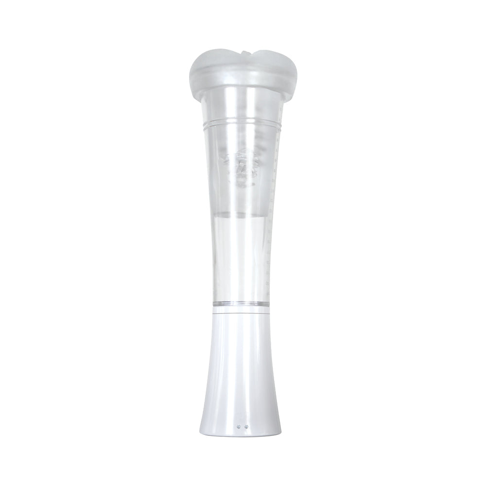 Zero Tolerance Sucking Good Rechargeable Vibrating Vacuum Pump Stroker Clear/White - Fantasies Boutique