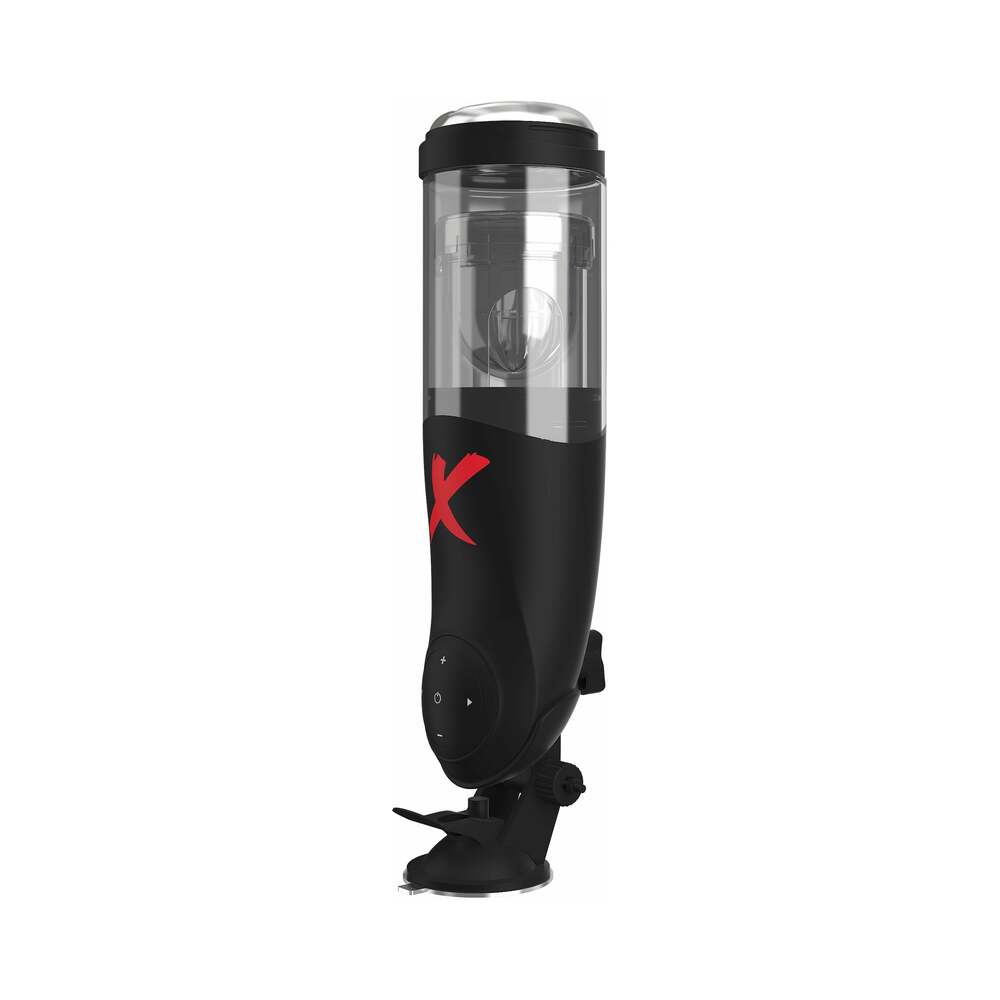 PDX Elite Deluxe Mega-Bator Rotating Thrusting Masturbator Clear/Black - Fantasies Boutique