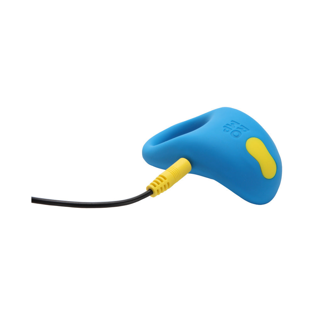 ROMP Juke Rechargeable Silicone Vibrating Penis Ring Light Blue