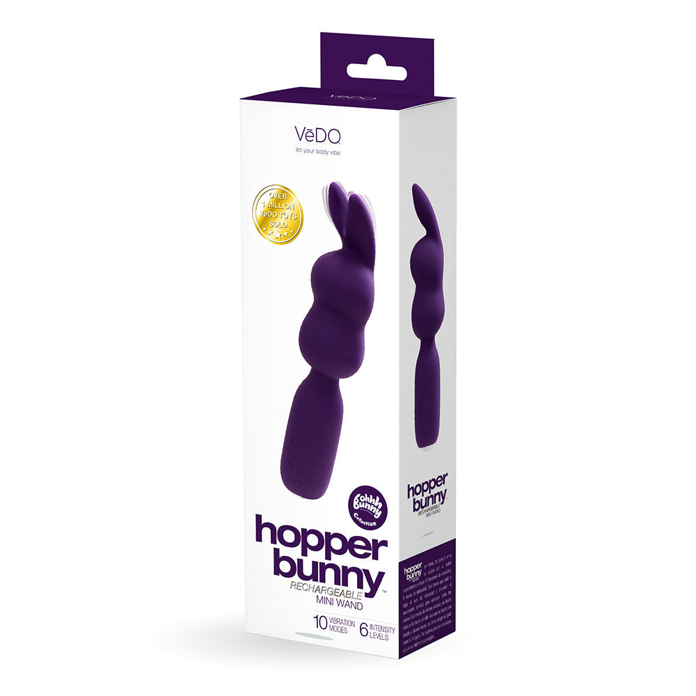 VeDO Hopper Bunny Rechargeable Silicone Mini Wand Vibrator Purple - Fantasies Boutique