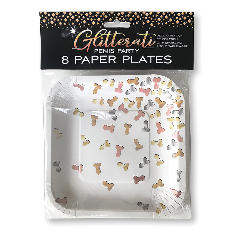 Glitterati Penis Party Paper Plates 8-Pack - Fantasies Boutique