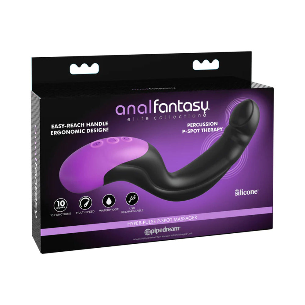 Pipedream Anal Fantasy Elite Collection Rechargeable Silicone Hyper-Pulse P-Spot Massager Black - Fantasies Boutique