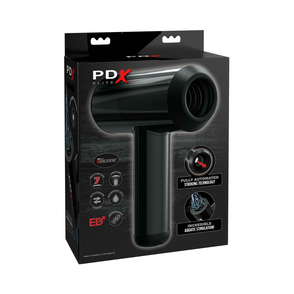 PDX Elite Hydrobator Rechargeable Silicone Vibrating Aquatic Stimulation Stroker Black - Fantasies Boutique