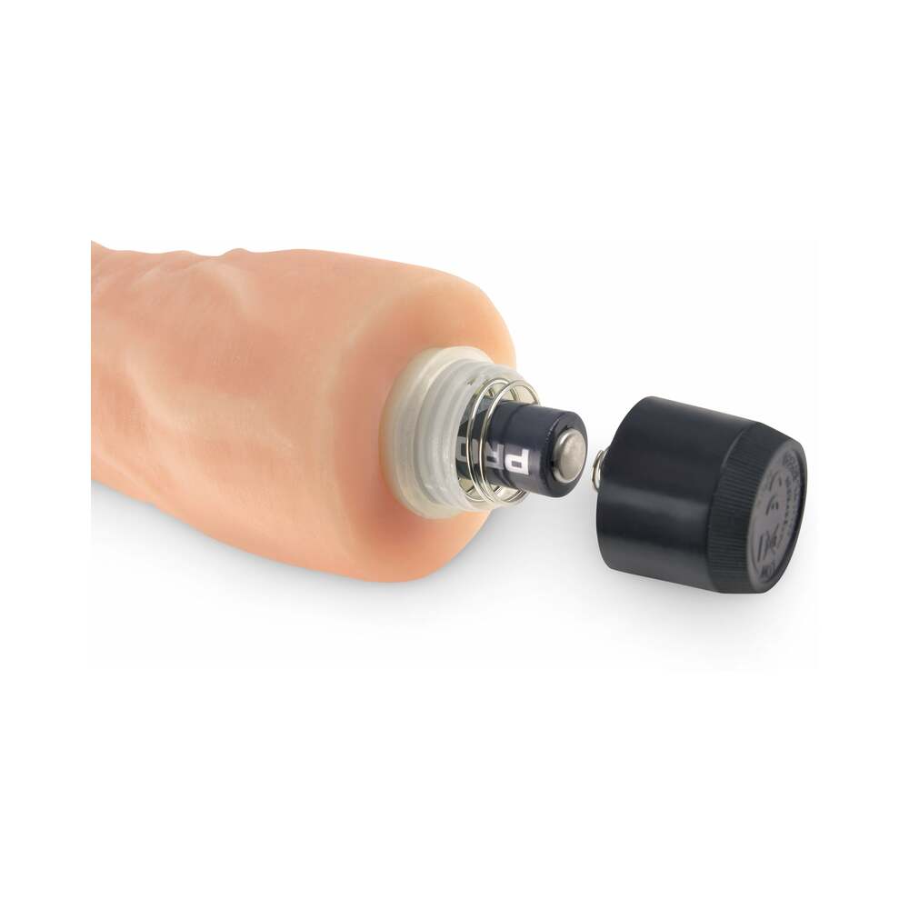 Real Feel Lifelike Toyz No. 13 Realistic 8 in. Vibrating Dildo With Balls Beige - Fantasies Boutique