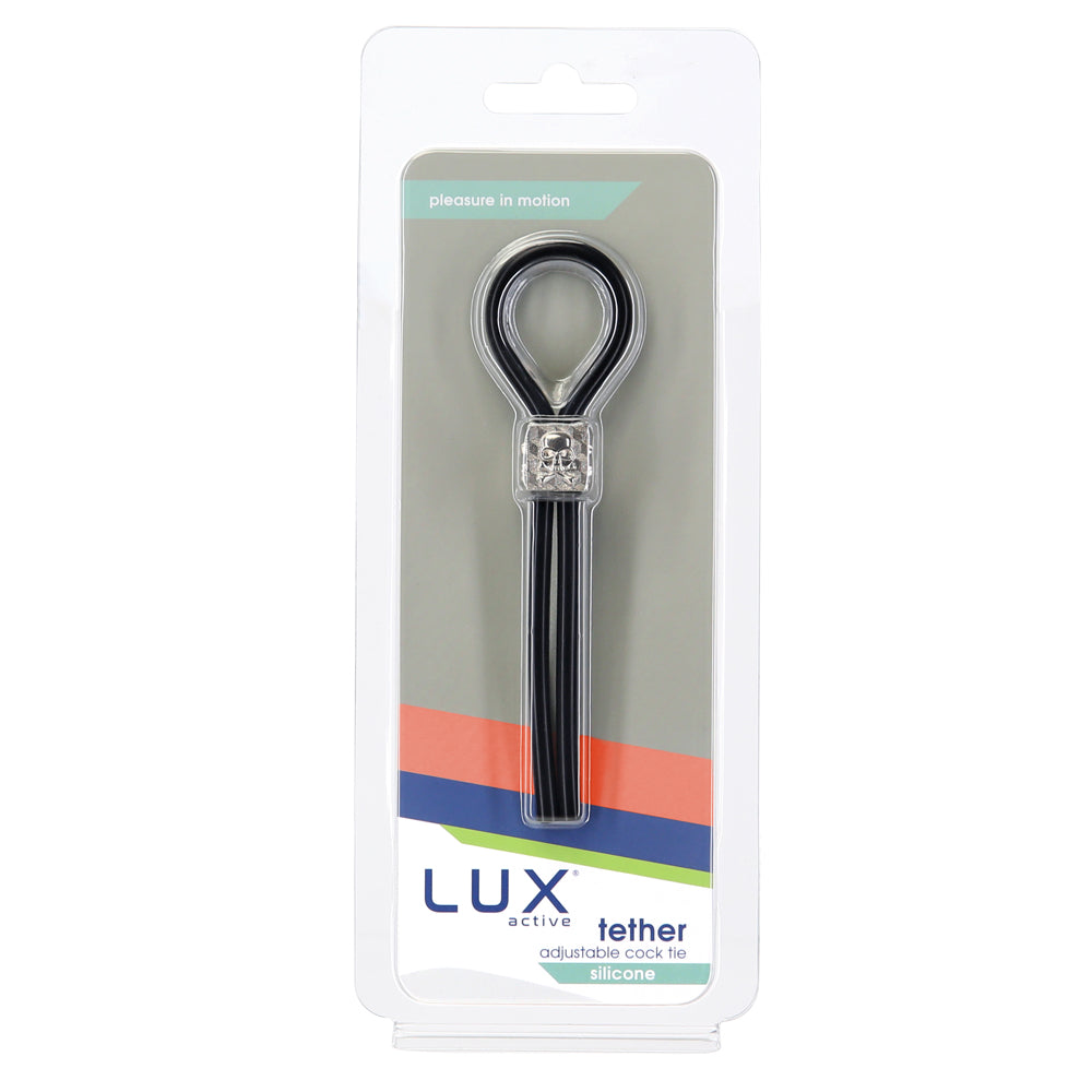 Lux Active Tether Adjustable Cock Tie Silicone Black  Lasso/Bolo - Fantasies Boutique
