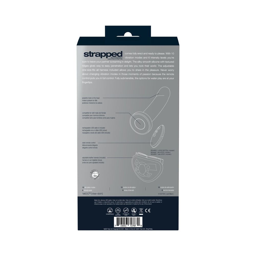 Vedo Strapped Rechargeable Strap-On Just Black - Fantasies Boutique