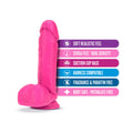 Neo 8 in. Dual Density Dildo with Balls Neon Pink - Fantasies Boutique