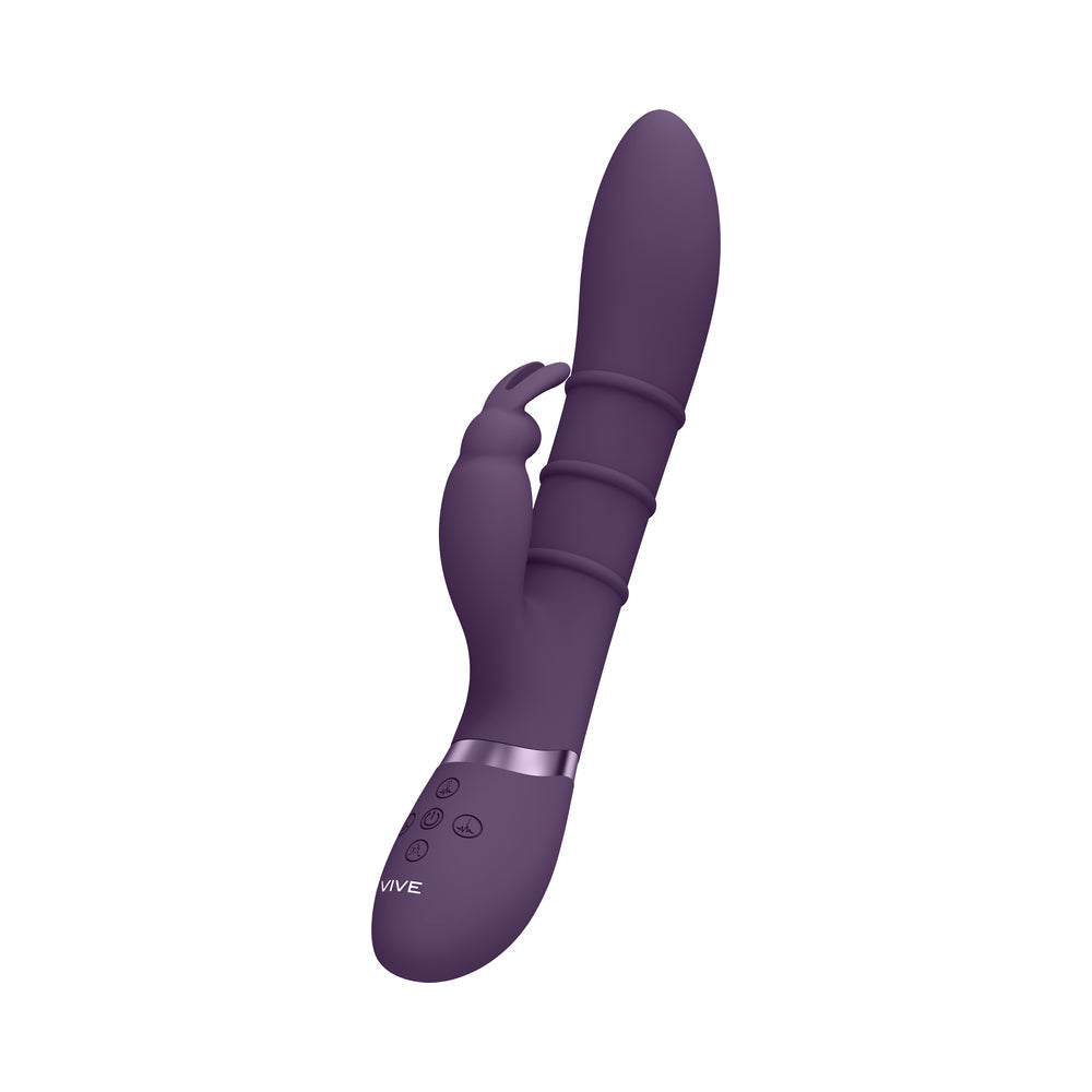 VIVE SORA Rechargeable Silicone G-Spot Rabbit Vibrator with Up & Down Stimulating Rings Purple - Fantasies Boutique