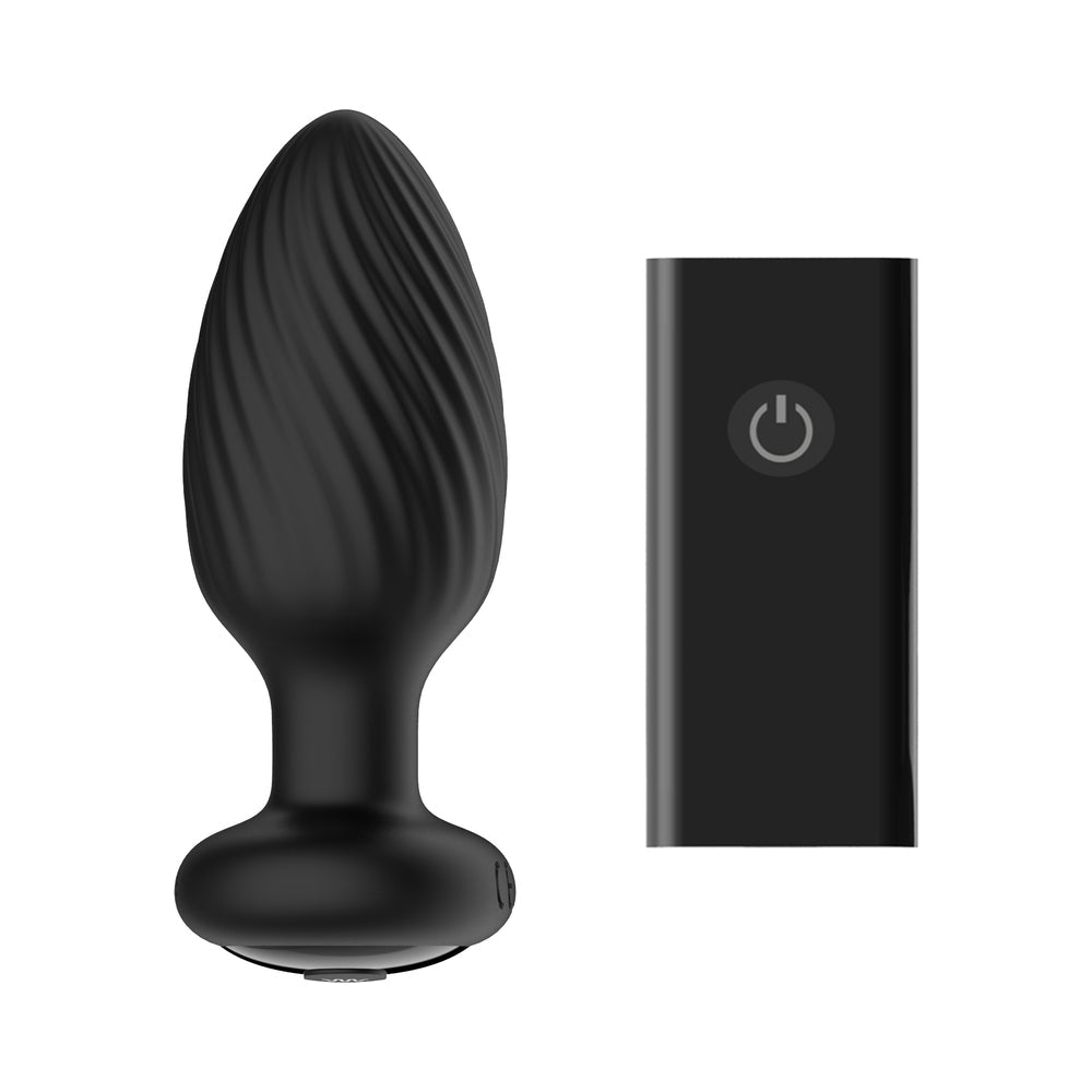 Nexus Tornado Medium Rotating and Vibrating Butt Plug with Remote Control Black - Fantasies Boutique