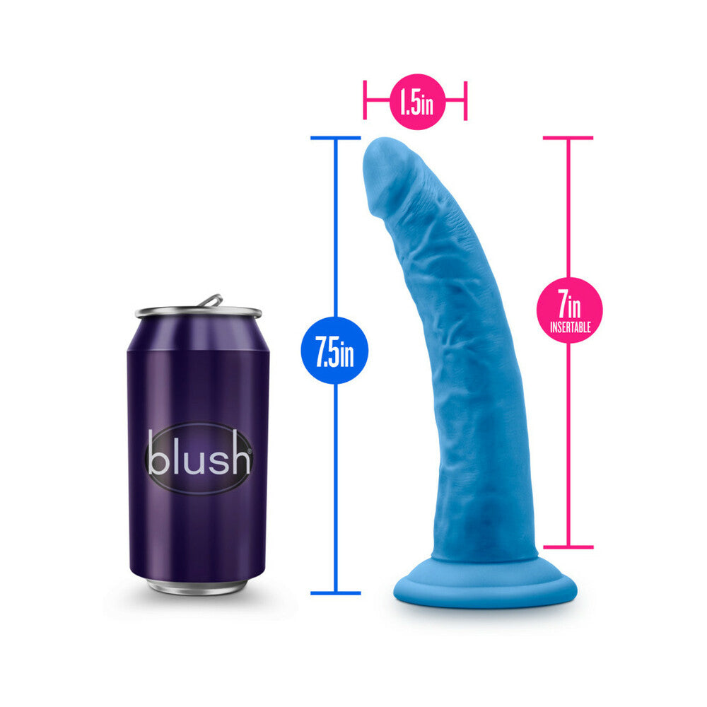 Neo Elite 7.5 in. Silicone Dual Density Dildo Neon Blue - Fantasies Boutique