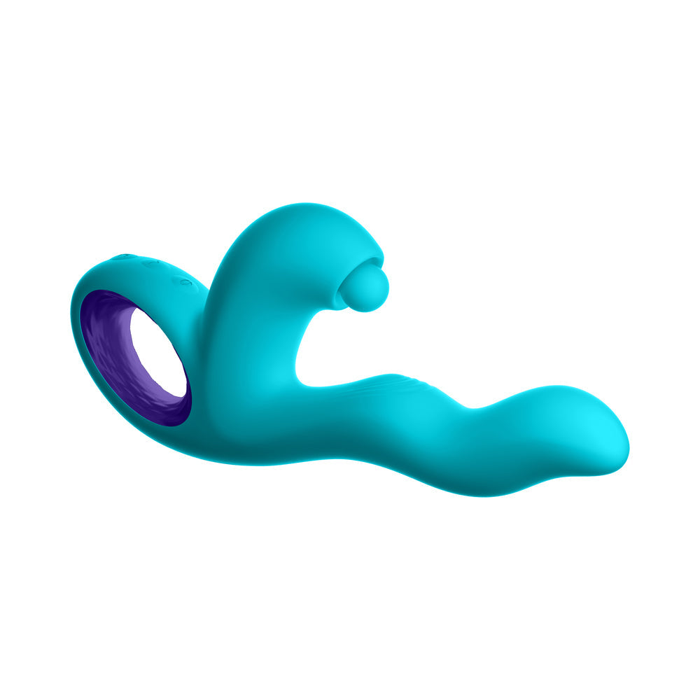 FemmeFunn Klio Rechargeable Silicone Triple Action Thumping Rabbit Vibrator Turquoise - Fantasies Boutique