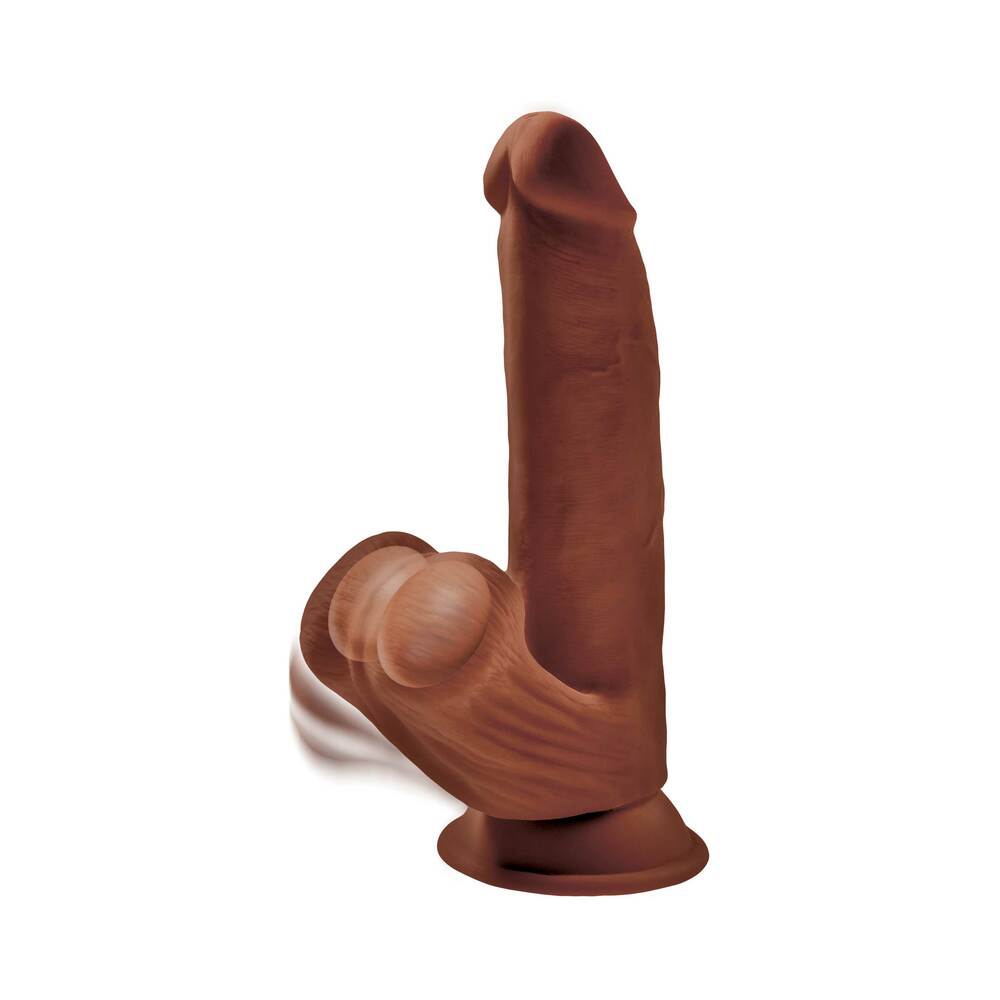 King Cock Plus 8 in. Triple Density Cock With Swinging Balls Dildo Brown - Fantasies Boutique