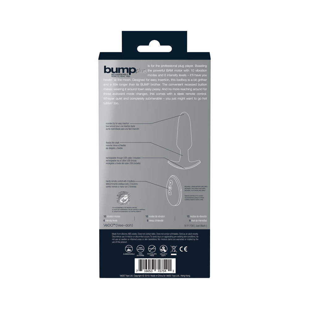 Bump Plus Rechargeable Remote Control Anal Vibe Black - Fantasies Boutique