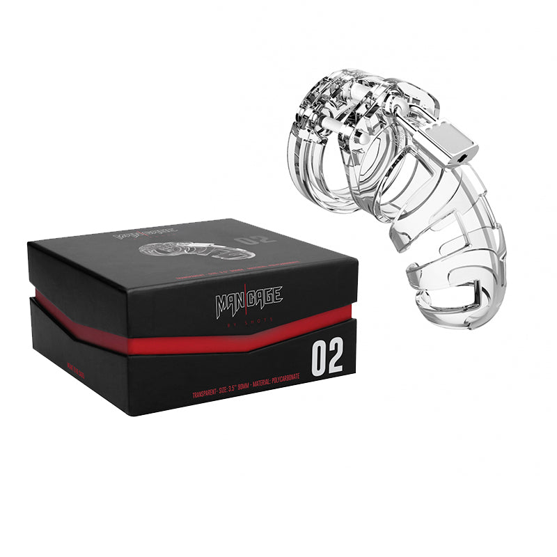 Shots ManCage Model 02 Adjustable 3.5 in. Chastity Cock Cage Clear - Fantasies Boutique