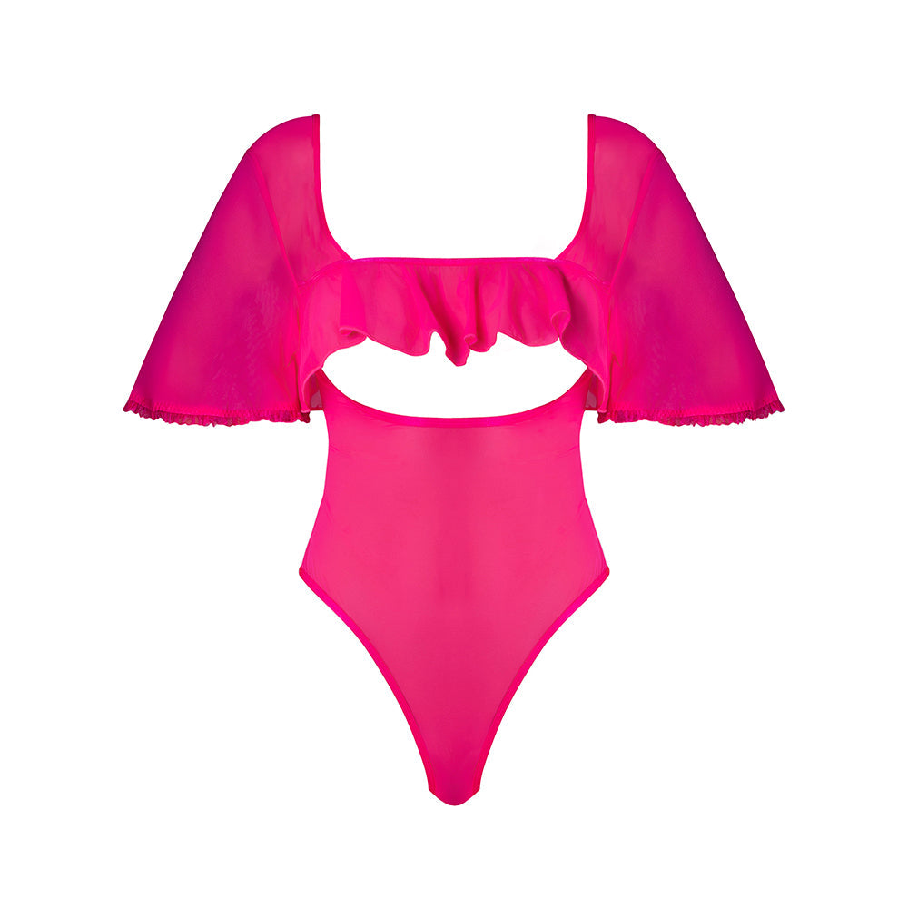 Magic Silk Pink Kink Flutter Sleeve Teddy Pink Glow L/XL