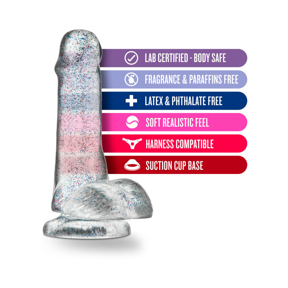 Naturally Yours 6 in. Glitter Cock Realistic Dildo with Balls Sparkling Clear - Fantasies Boutique