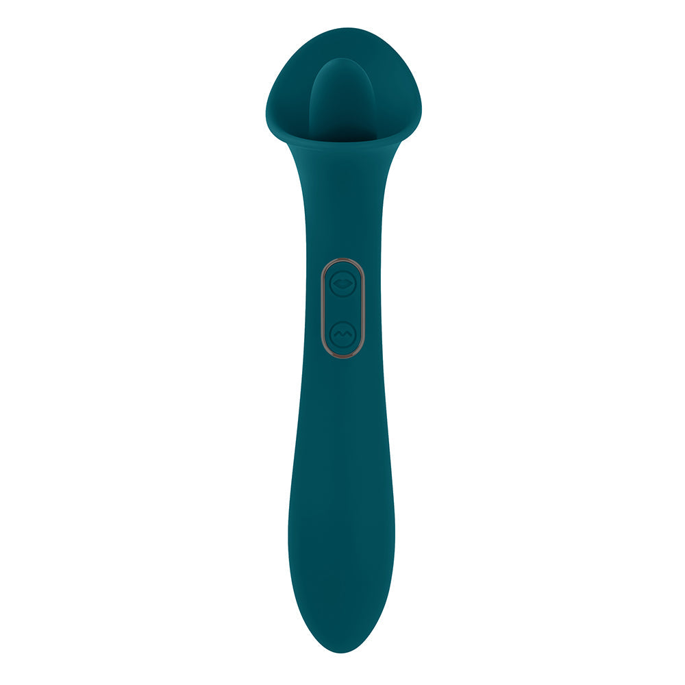 Playboy True Indulgence Rechargeable Dual Ended Silicone Flicking Vibrator Deep Teal - Fantasies Boutique