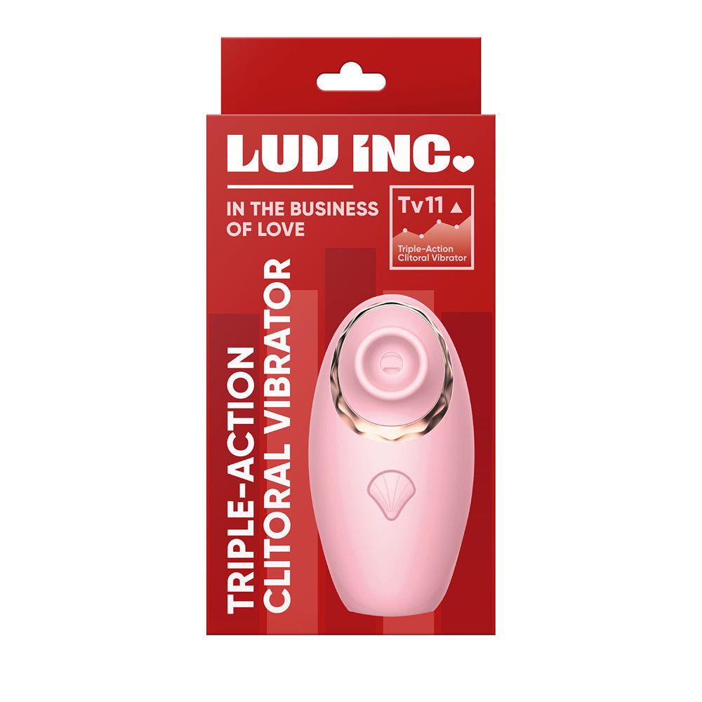 Luv Inc Tv11 Triple-Action Clitoral Vibrator Rechargeable Silicone 3-in-1 Stimulator Pink - Fantasies Boutique