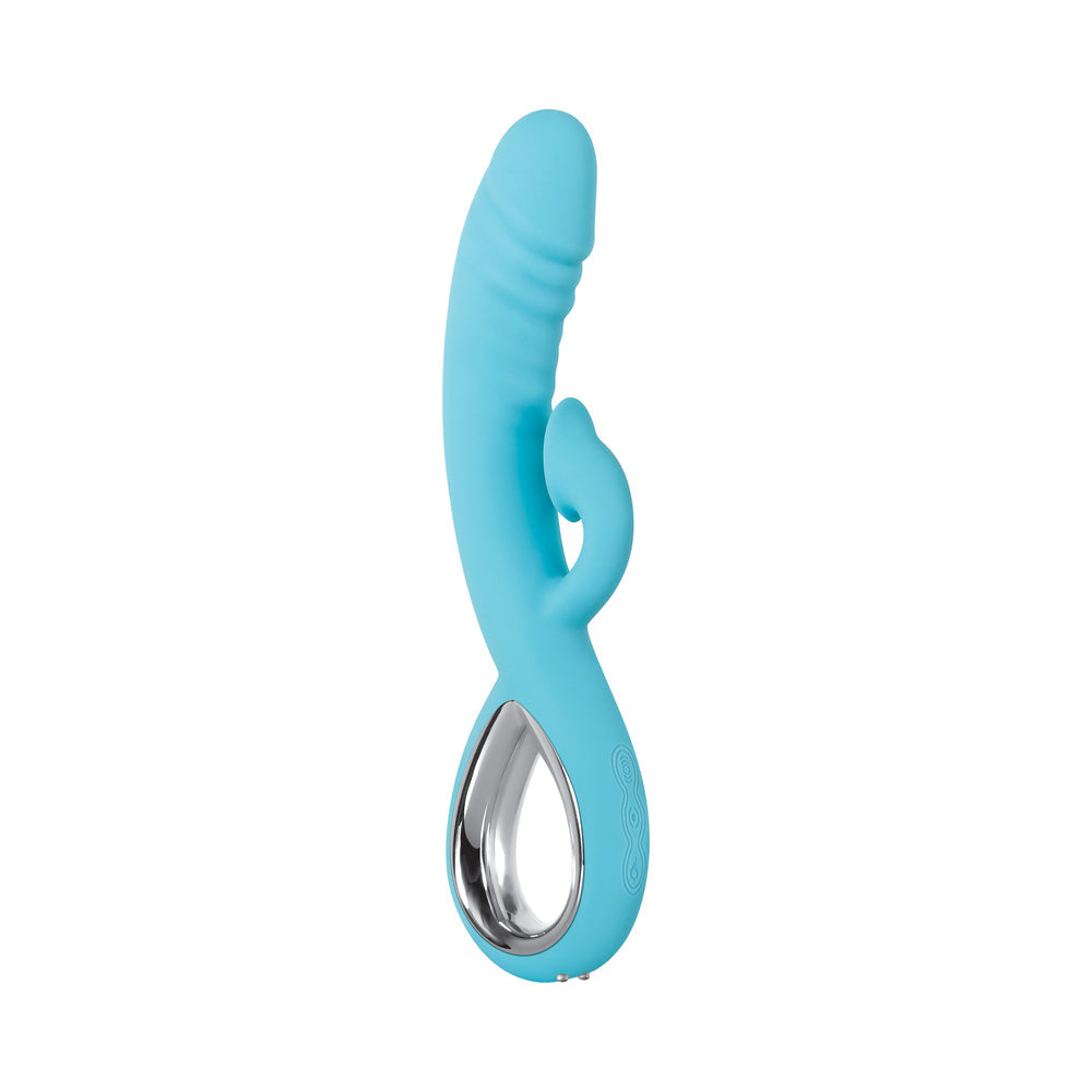 Evolved Triple Infinity Rechargeable Heating Suction Silicone Dual Stimulator Blue - Fantasies Boutique