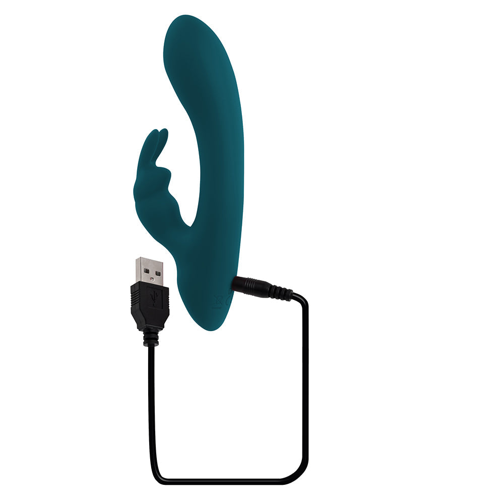 Playboy Lil Rabbit Rechargeable Silicone Dual Stimulation Vibrator Deep Teal - Fantasies Boutique