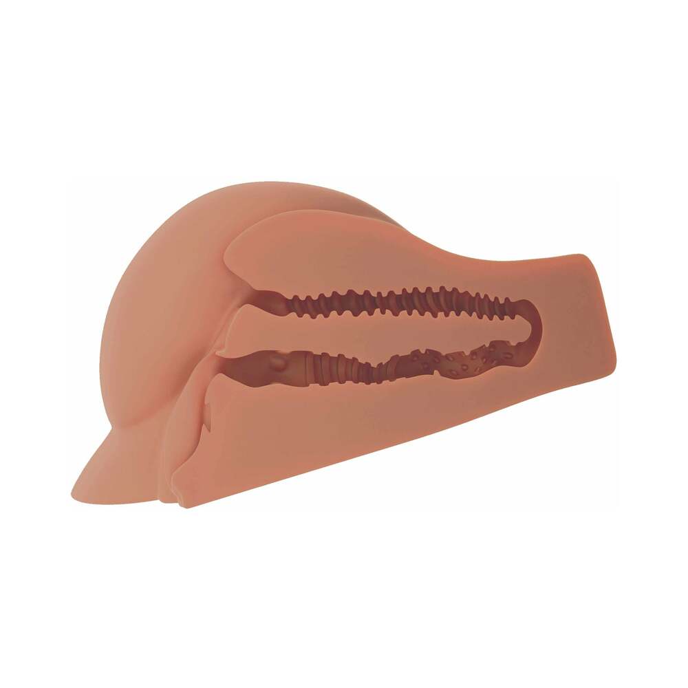 PDX Plus Perfect Ass Dual Entry Masturbator Tan - Fantasies Boutique