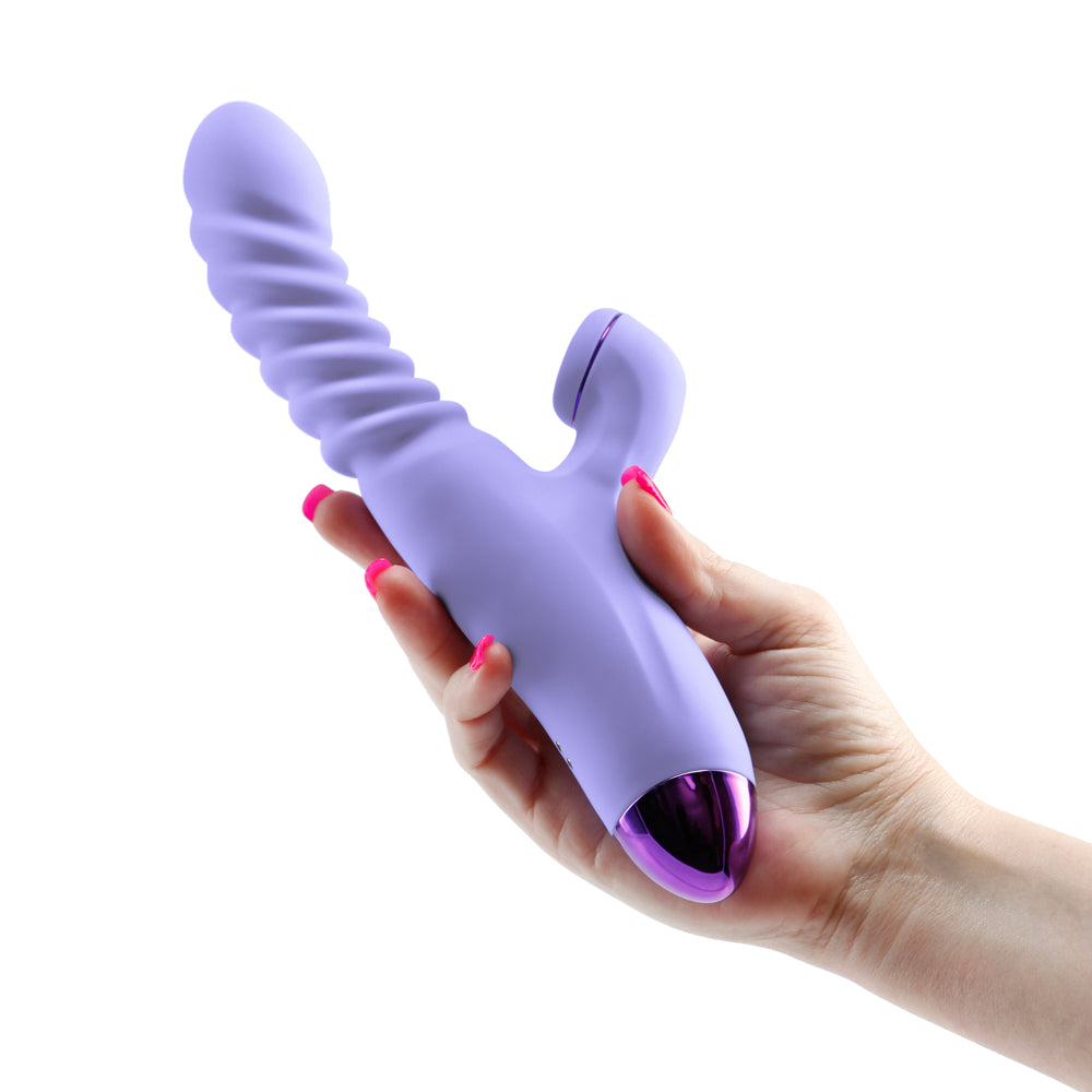 Luxe Nova Rechargeable Thrusting & Throbbing Stimulator Purple - Fantasies Boutique