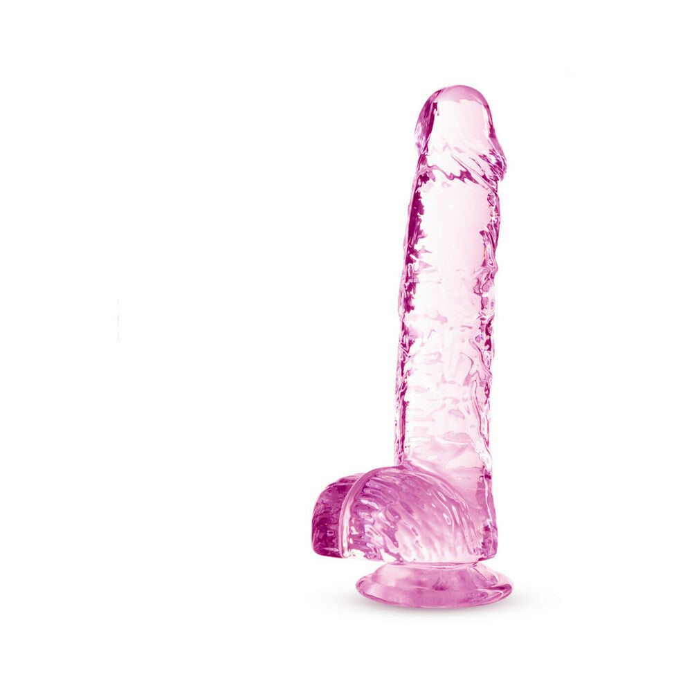 Naturally Yours Crystalline 6 in. Dildo with Balls Rose - Fantasies Boutique