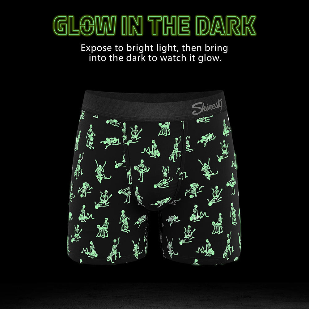 Shinesty The Bare Back Bones Glow-in-the-Dark Skeletons Ball Hammock Pouch Underwear with Fly 2XL