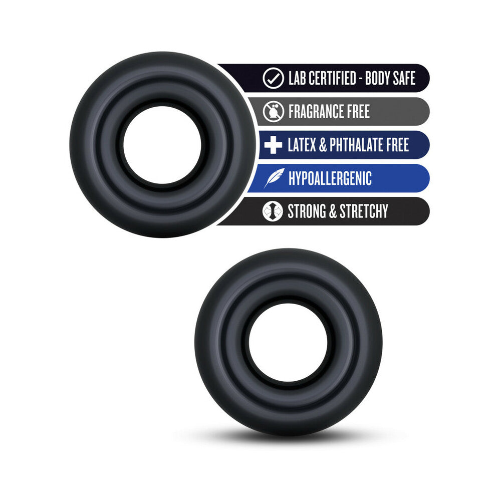 Blush Stay Hard Donut Rings Oversized Cockring 2-Pack Black - Fantasies Boutique