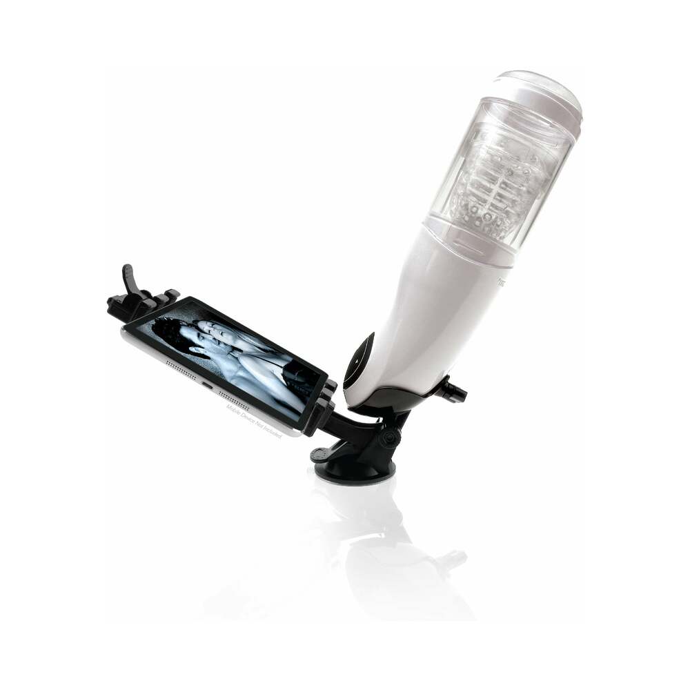 PDX Mega-Bator Pussy Rotating Thrusting Stroker With Suction Cup Clear/White - Fantasies Boutique