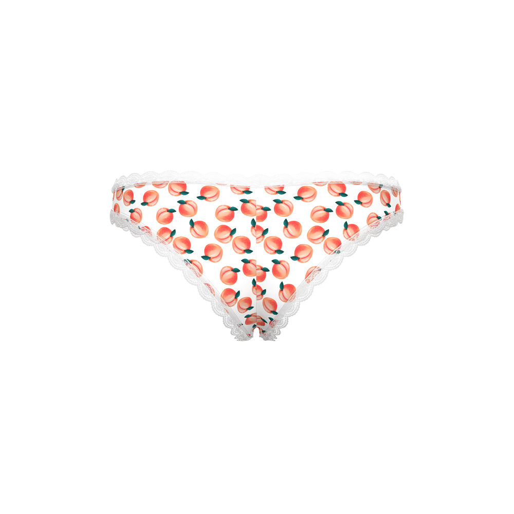 Magic Silk Sweet Treats Crotchless Boy Short with Lube Peach S/M