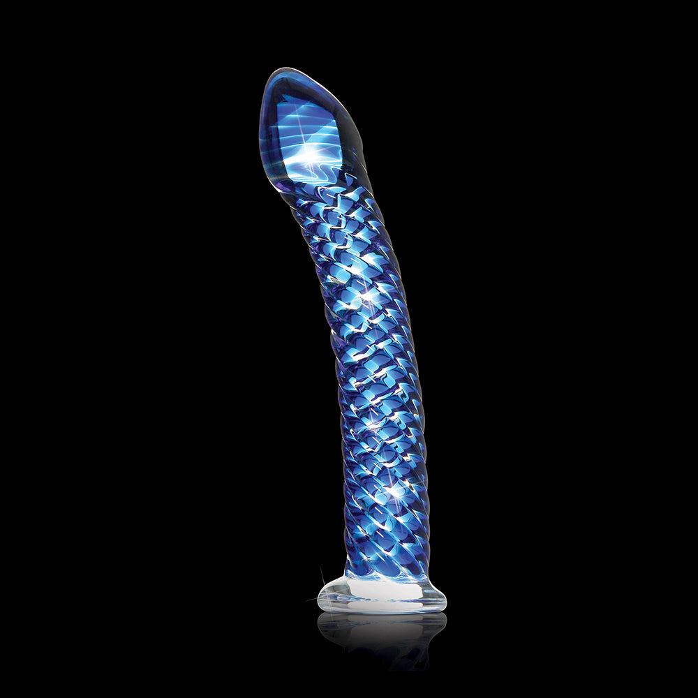Icicles No. 29 Curved Textured 7.25 in. Glass Dildo Blue - Fantasies Boutique
