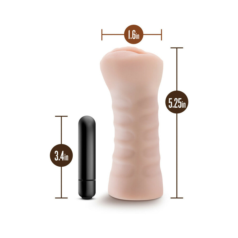 M for Men Ashley Vagina Stroker with Bullet Vibrator Beige - Fantasies Boutique