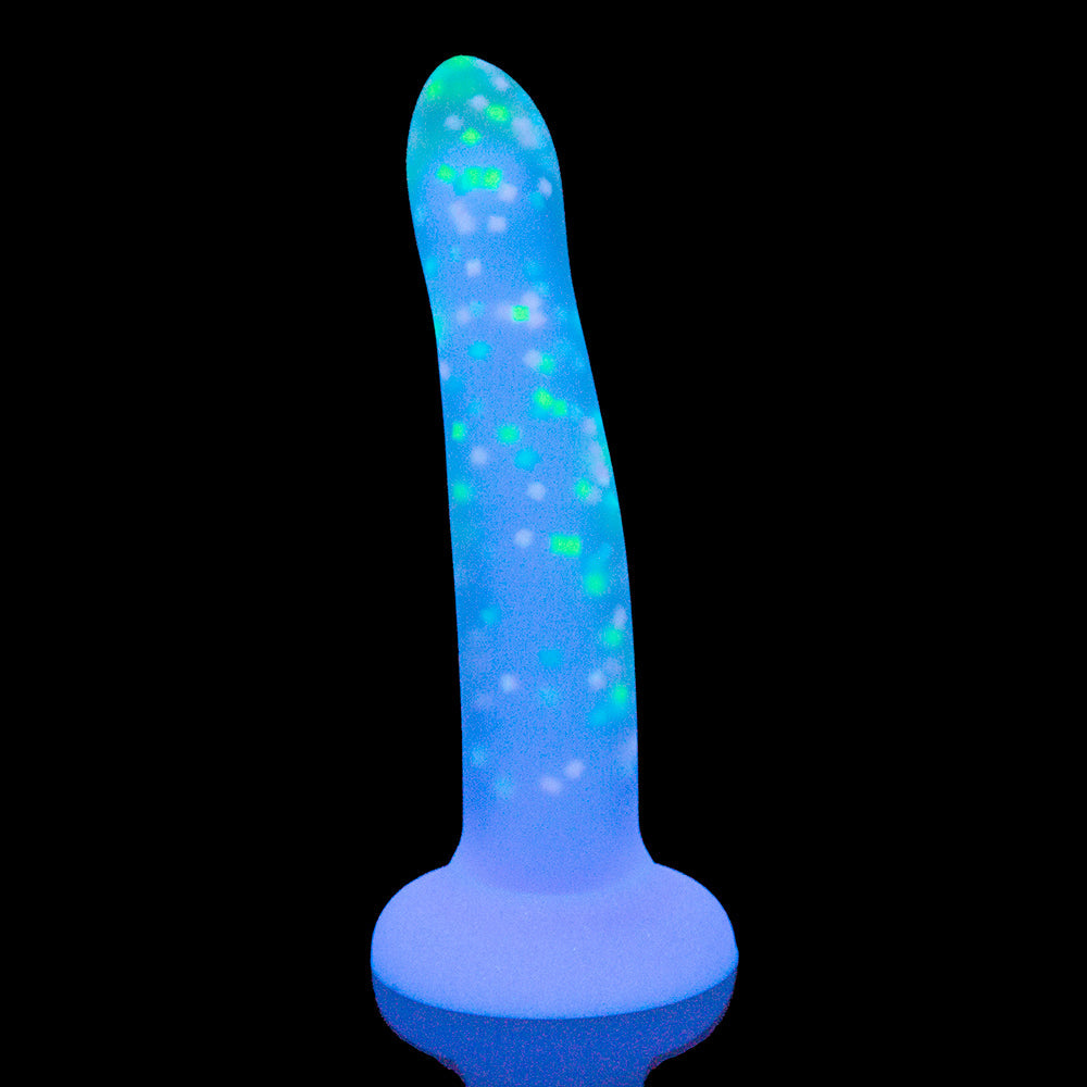 Addiction Rave 8 in. Bendable Glow-in-the-Dark Silicone Dildo Purple Confetti - Fantasies Boutique