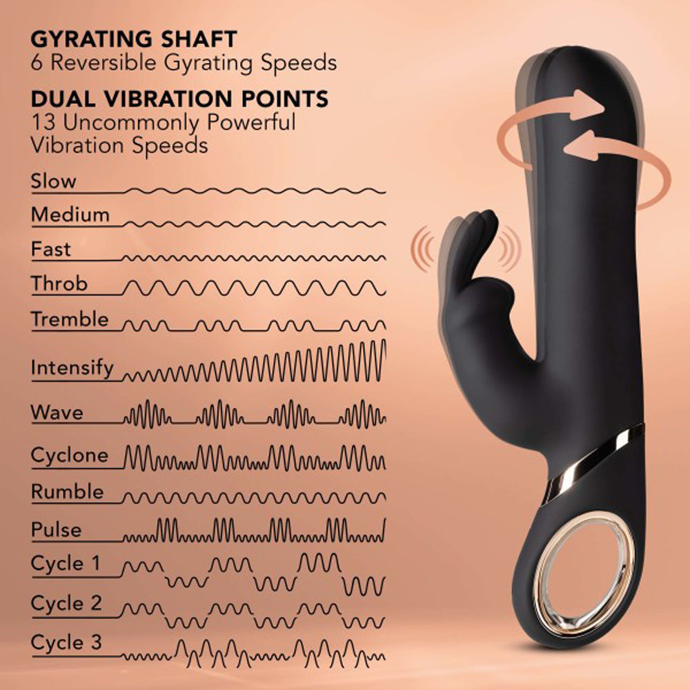 Blush Lush Victoria Rechargeable Silicone Rabbit Vibrator Black - Fantasies Boutique
