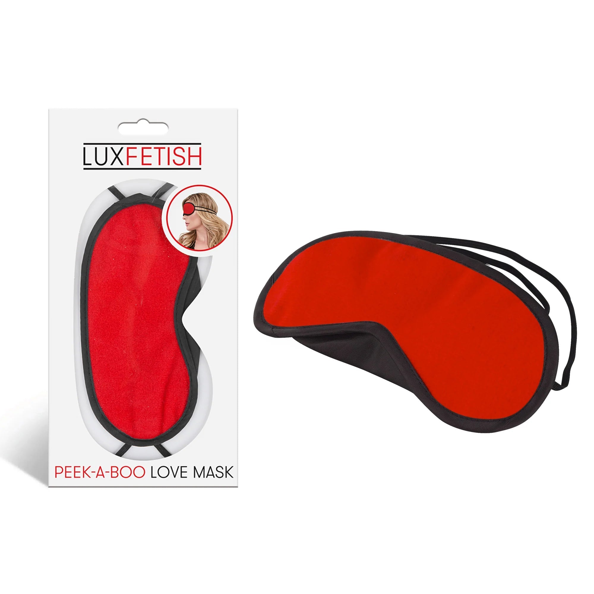 Lux Fetish Peek-A-Boo Love Mask Blindfold Red - Fantasies Boutique