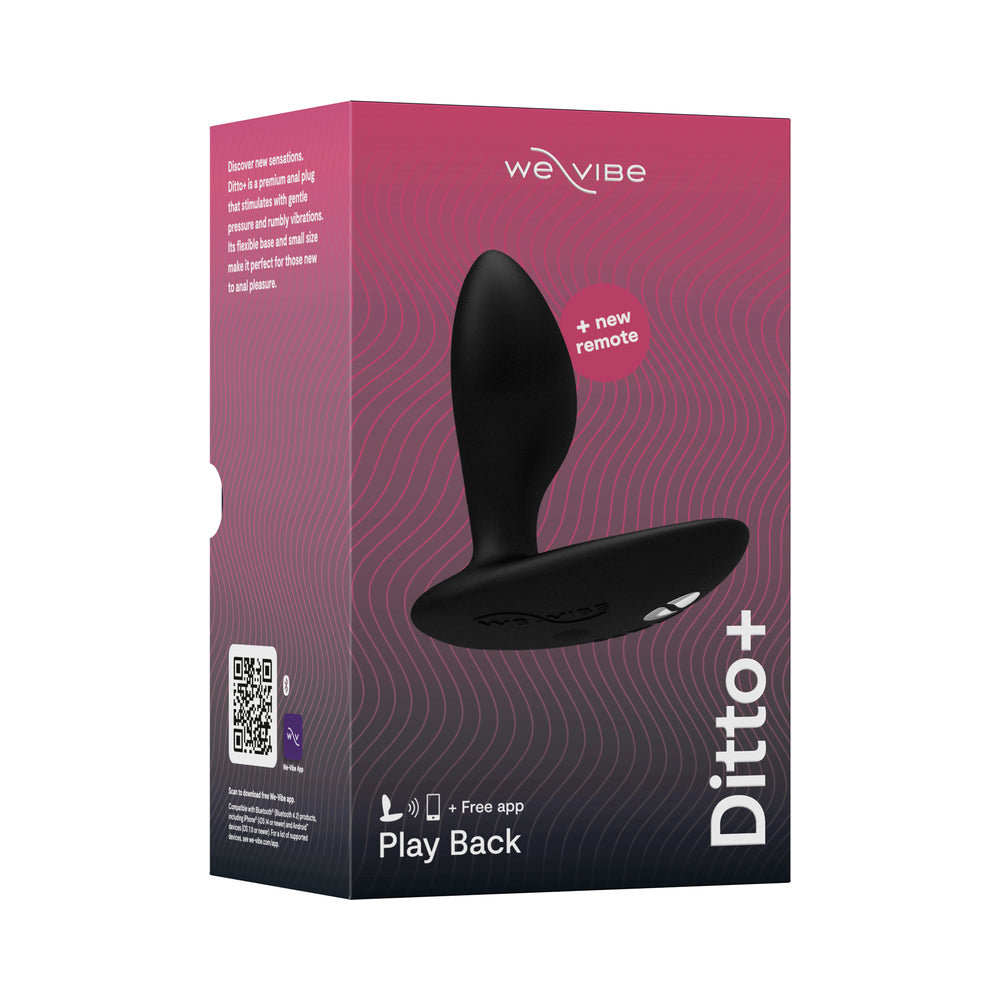 We-Vibe Ditto+ Rechargeable Remote-Controlled Silicone Vibrating Anal Plug Satin Black - Fantasies Boutique