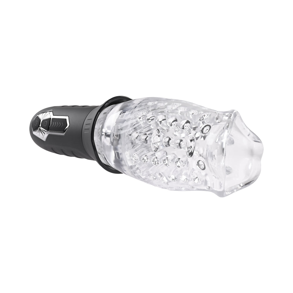 Zero Tolerance Cyclone Rechargeable Vibrating Spinning Stroker Black Clear - Fantasies Boutique