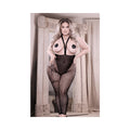 Fantasy Lingerie Sheer Truth Or Dare Suspender Stockings & Pasties Set Black Queen