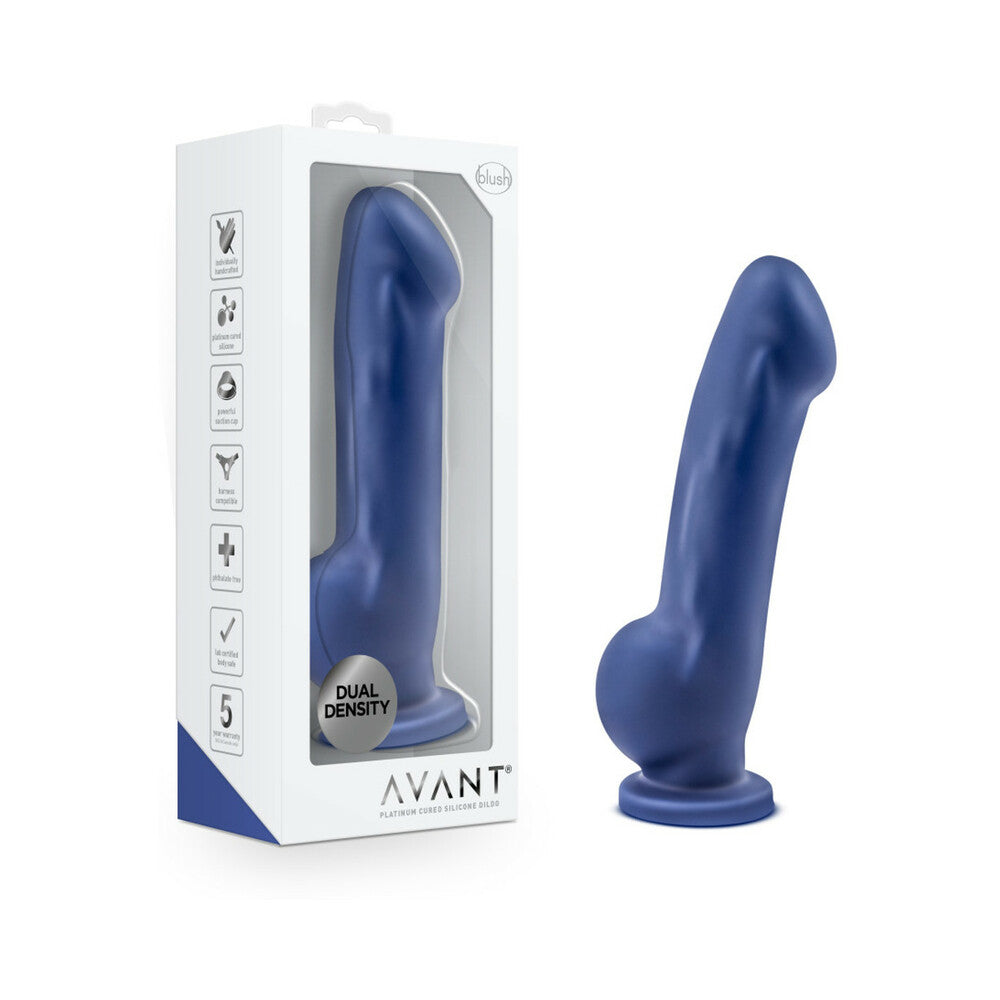 Avant D8 Ergo 7.5 in. Dual Density Silicone Dildo Indigo - Fantasies Boutique