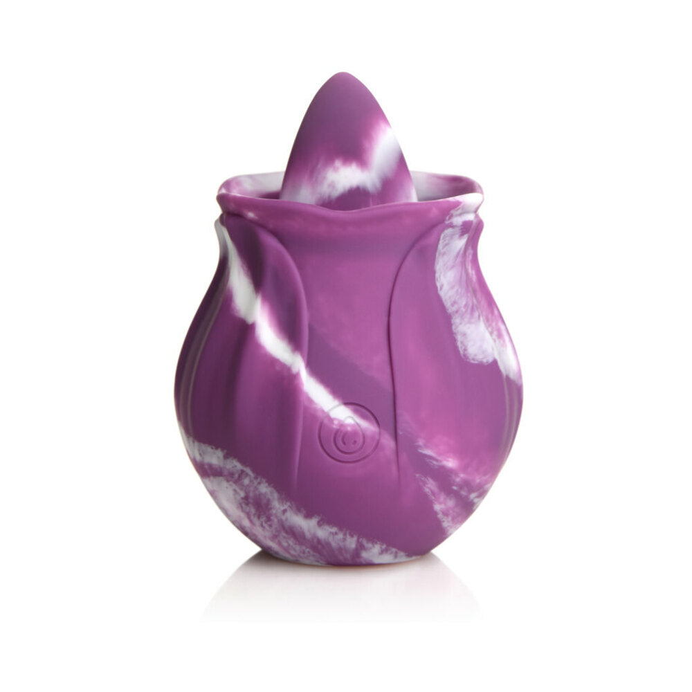 Curve Toys Gossip Cum Into Bloom Rechargeable Silicone Licking Rose Purple Twirl - Fantasies Boutique