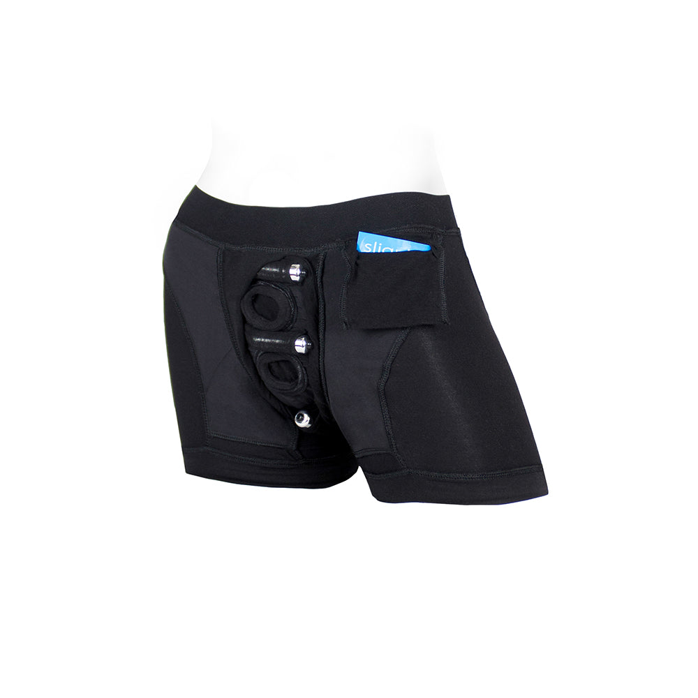 SpareParts Tomboii Rayon Boxer Briefs Harness Black Size M - Fantasies Boutique