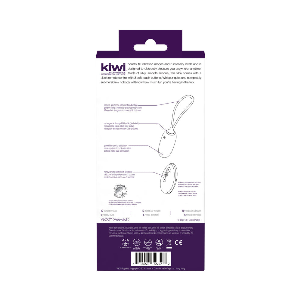 Vedo Kiwi Rechargeable Insertable Bullet Deep Purple - Fantasies Boutique