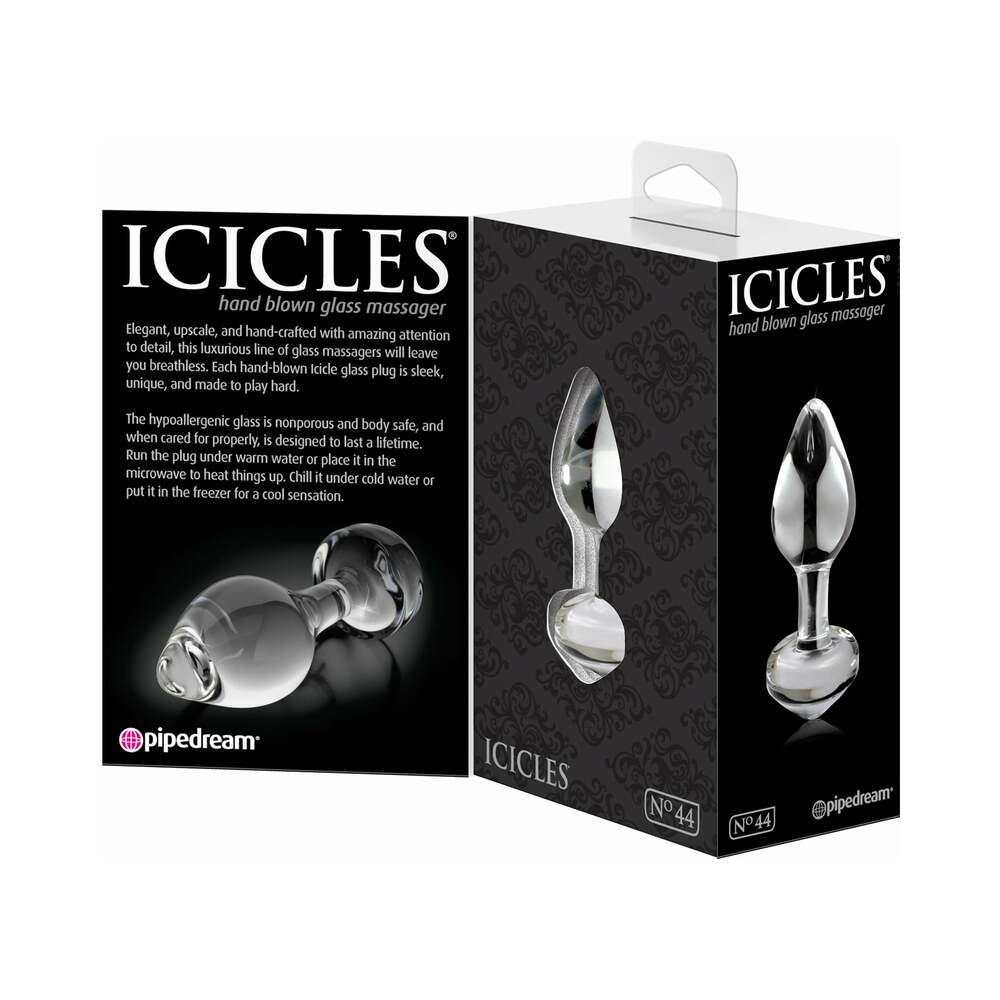 Icicles No. 44 Glass Anal Plug 3.25 in. Clear